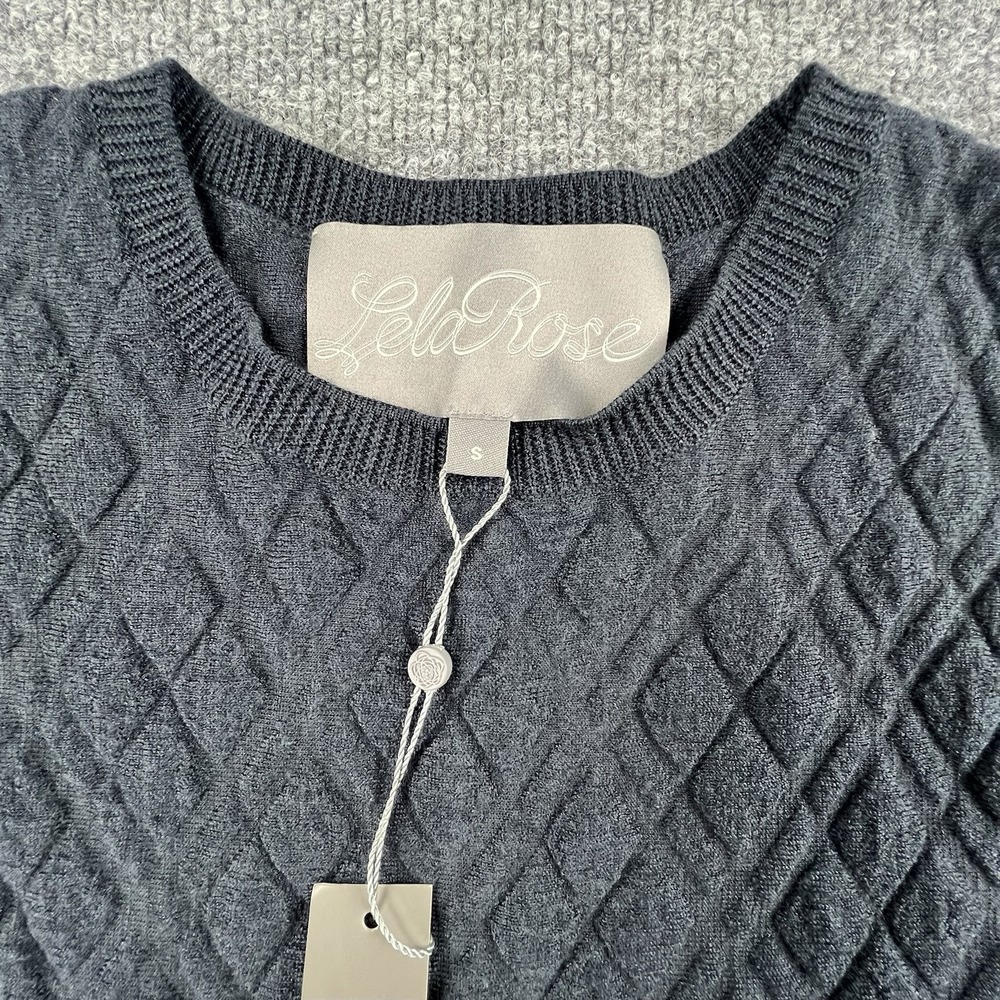 Lela Rose Full Skirt Sweater Dress Dark Navy Wool Silk Cashmere Sz S NWT - Picture 6 of 10